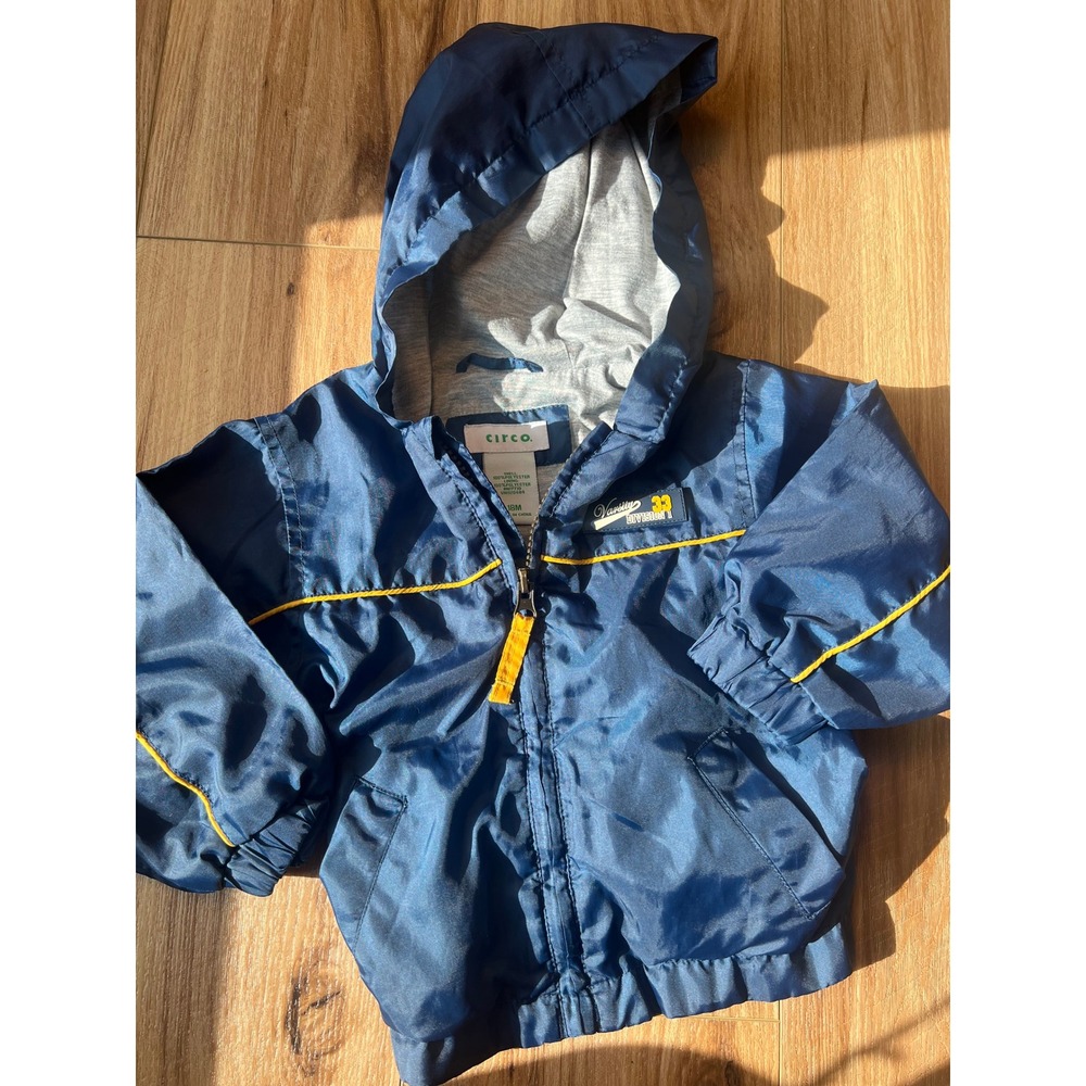 VTG Circo Windbreaker Jacket Kids 18M Blue Varsity Division 1 Hooded Zip Up Y2K